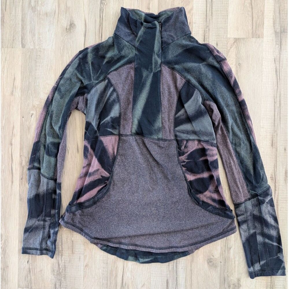 Winter Sun Activewear Assymetrical Zip Athletic Jacket Tie Dye Boho, Medium (B8)